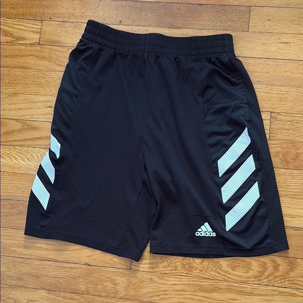 Adidas Teen Black Shorts with White Stripes